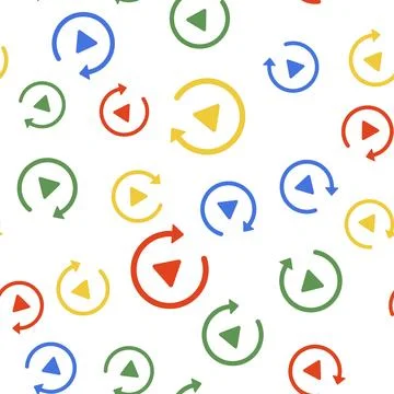 Color Video play button like simple replay icon isolated seamless pattern on Stockillustratie