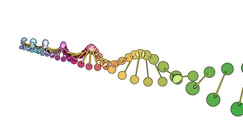 Color visualization of DNA analysis isolated on white background 3d rotation  Stock Illustration