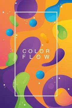 Color vivid flow with rectangle frame background template poster 스톡 일러스트