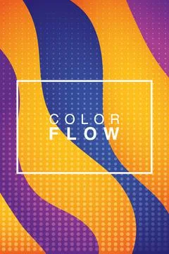 Color vivid flow with rectangle frame background poster Stock Illustration