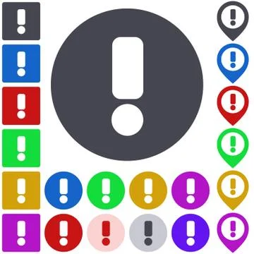 Color warning icon set Иллюстрация