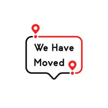 Color we have moved thin line bubble Stock Illustration