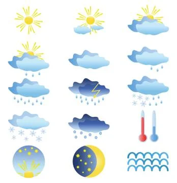 Color weather icons Stock Illustration