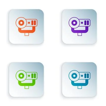 Color Web camera icon isolated on white background. Chat camera. Webcam icon Stock Illustration