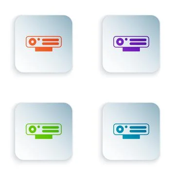 Color Web camera icon isolated on white background. Chat camera. Webcam icon Stock Illustration