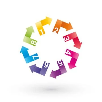 Color wheel of the numbered arrows Stock Illustration