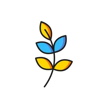 Color Willow leaf icon isolated on white background. Flat filled outline st.. Illustrazione stock