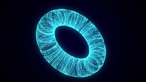 Color wireframe torus with connection dots and lines. 3d geometric form. 스톡 동영상 272607213