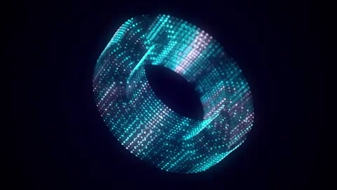 Color wireframe torus with connection dots and lines. 3d geometric form. Vídeo Stock 272613187