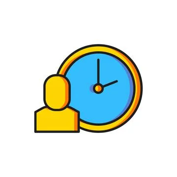 Color Work time icon isolated on white background. Office worker. Working h.. Stock Illustration