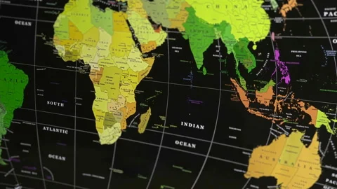 Color World Map On Black Background. Stock Footage 116236175