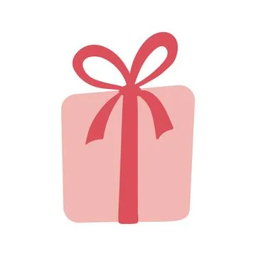 Color wrapping gift box in flat vector style. Hand drawn vector illustration Stock Illustration