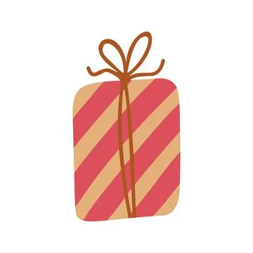 Color wrapping gift box in flat vector style. Hand drawn vector illustration Stock Illustration