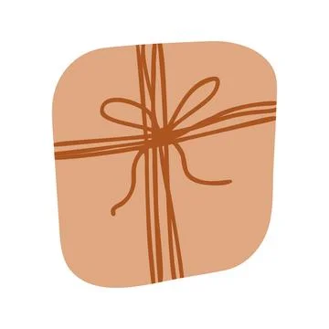 Color wrapping gift box in flat vector style. Hand drawn vector illustration Stock Illustration