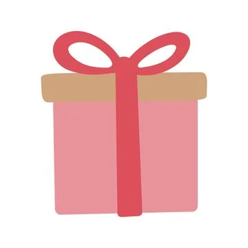 Color wrapping gift box in flat vector style. Hand drawn vector illustration Stock Illustration