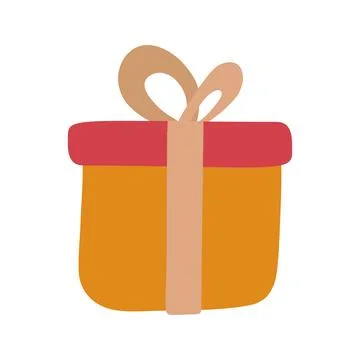 Color wrapping gift box in flat vector style. Hand drawn vector illustration Stock Illustration