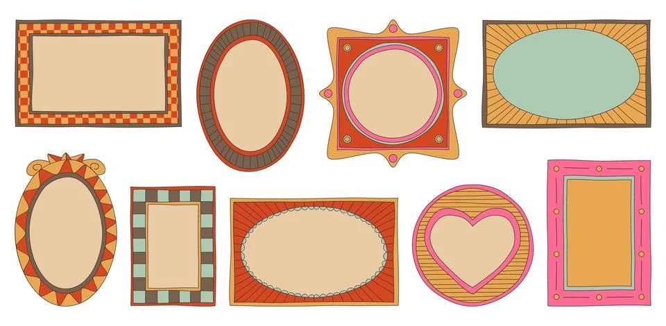 Color y2k frames set isolated on white background Illustrazione stock