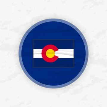 Coloradan Flag in a Circular Emblem Design, Abstract Round Sticker Illustra.. Stock Illustration