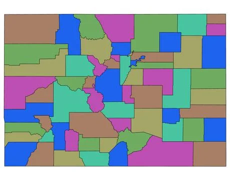 Colorado administrative map. counties map of Colorado with different colour.. イラスト素材