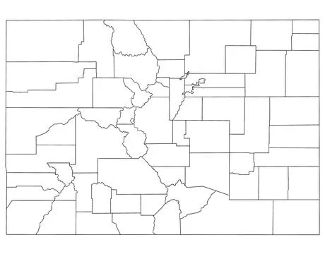 Colorado administrative map. counties map of Colorado, blank Map, empty map.. Stock Illustration