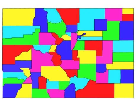 Colorado administrative map. counties map of Colorado with different colour.. Stock Illustration