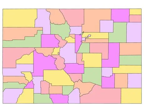 Colorado administrative map. counties map of Colorado with different colour.. Stock Illustration