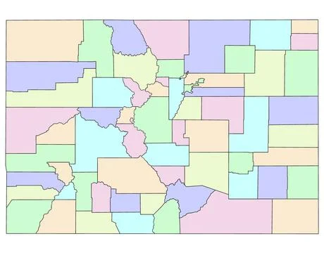 Colorado administrative map. counties map of Colorado with different colour.. イラスト素材