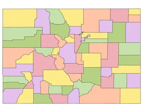 Colorado administrative map. counties map of Colorado with different colour.. イラスト素材