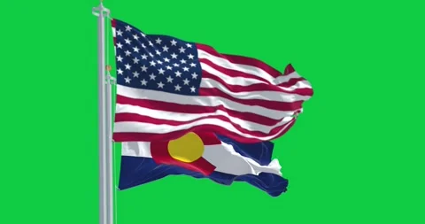 Colorado and US flags waving isolated on green background Stock-Footage 302049645
