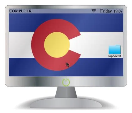 Colorado Computer Screen With On Button Stock Illustration
