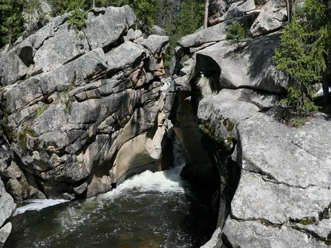 Colorado Devils Punchbowl Roaring Fork River waterfall 4K Stock Footage 76432577