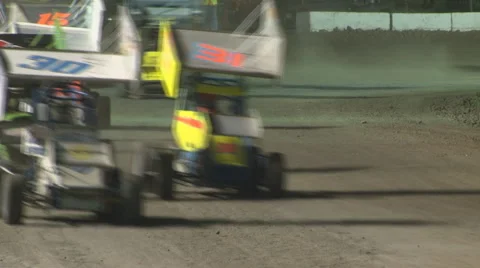 Colorado dirt track racing - Winged Sprint Cars Stock Footage