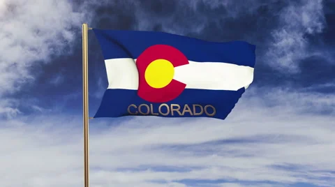 Colorado flag with title waving in the wind. Looping sun rises style.  Animation Stock-Footage 48159550