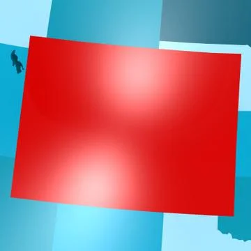 Colorado map on blue USA map Stock-Illustration