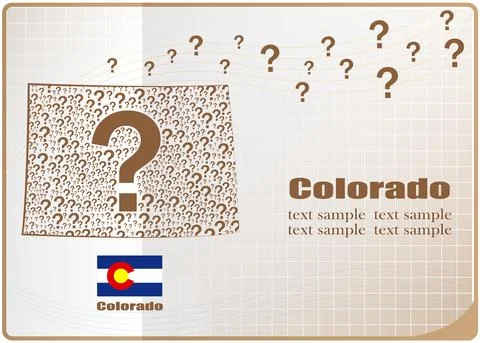 Colorado map flag made from question mark. Stock Illustration