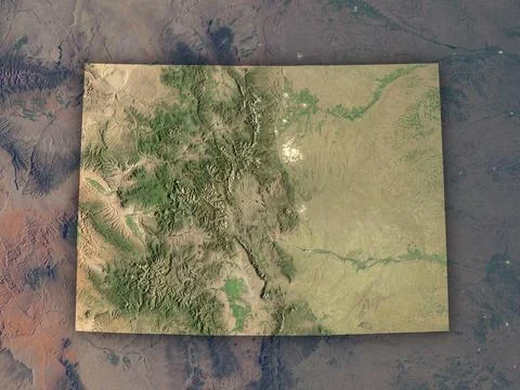 Colorado on a night map with state borders and city lights Stock Illustration