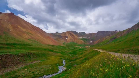 Colorado Raining Gulch Stream Path Byway Time Lapse 4k Stock Footage 128054783