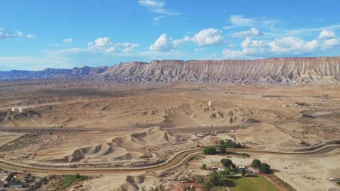 Colorado River Book Cliffs high desert Mesa Clifton Grand Junction aerial drone Stockbeeldmateriaal 343801193