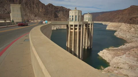 Colorado River Elevation Lower at Hoover Dam Stock Footage 64815833