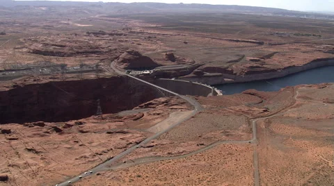 Colorado River Gorge, Glen Canyon Dam, and Lake Powell Stock Footage 59471898