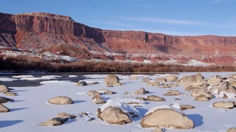 Colorado River With Ice Stock Footage 20177090