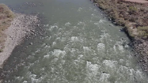 Colorado River Rapids Crane Up Drone Stock-Footage 186720668