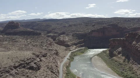 Colorado River Wide Crane Down Drone Stock Footage 186731165