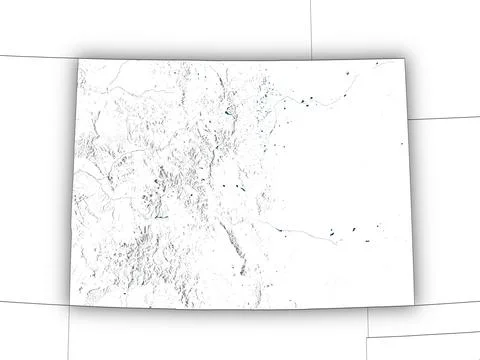 Colorado shape with state borders, white map 스톡 일러스트