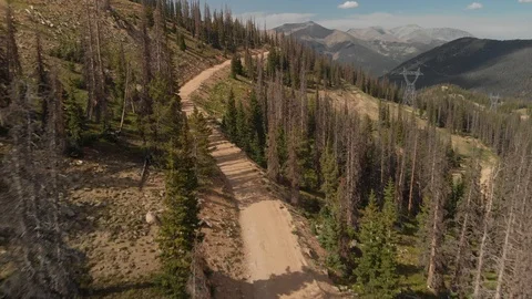 Colorado Ski Slope Summer time aerial footage Stock Footage