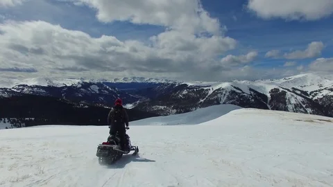 Colorado Snow Mobiling Rocky Mountains 5 Stock Footage
