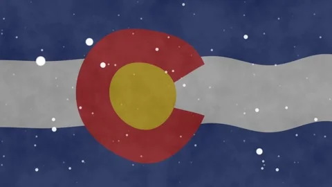Colorado State Flag Animation with Falling Snow for Colorado Day Celebration. Stock Footage 340329585