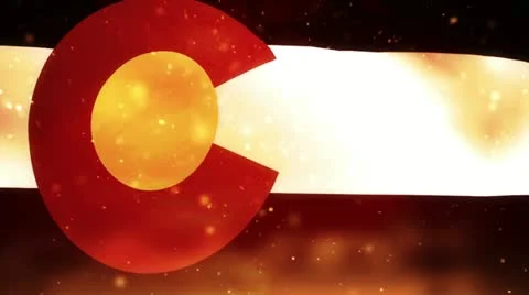 Colorado state flag on fire Stock Footage 11075443