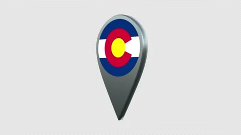 Colorado State Flag Location Map Marker Pin With Alpha Channel Looped Stock Footage 239455774