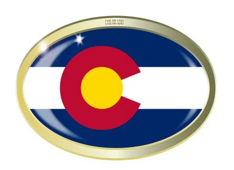Colorado State Flag Oval Button Stock Illustration